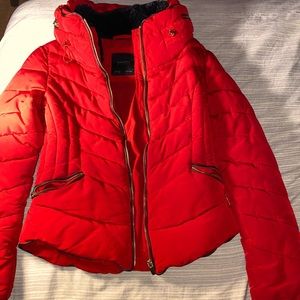 ZARA basic red puffer jacket.